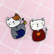 2019 cartoon Japanese Kimono Cat Brooch Cute Blue Red Cat Mr And Miss Lover animal Enamel Pins badge Hat Coat jewelry kids gift 2024 - buy cheap