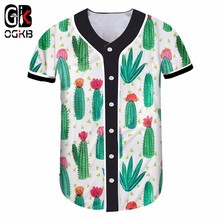 OGKB 2018 Summer New Arrival Man/womans Tops 3d Plant Cacti Baseball  Shirt Casual Short Sleeve Tshirt Harajuku Hiphop 5xl 2024 - buy cheap