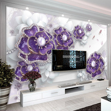 3D Wallpaper Stereo Flowers Pearls And Jewels Photo Wall Murals Living Room TV Sofa Backdrop Wall Cloth Luxury Decor Wall Papers 2024 - buy cheap