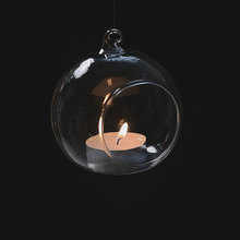 6CM Clear Stylish Glass Round Hanging Candle Tea Light Holder Candlestick Romantic Home Wedding Party Decors vase 2024 - buy cheap