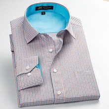 Camisa xadrez de estilo clássico masculina, camisa casual sem ferro com retalhos formal de alta qualidade 2024 - compre barato