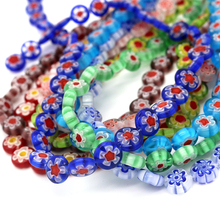 200pcs/lot Handmade Millefiori Flat Round Glass Beads 10*4mm Colorful Flower Loose Bracelet DIY Beads for Jewelry Making 2024 - buy cheap