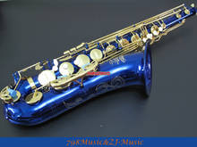 professional new Blue and Gold Lacquer Keys tenor Saxophone with Sax Case 2024 - buy cheap