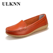 2020 New Women's Genuine Leather shoes Lady flat  Leather Slip on Casual Loafers shoes Red White Black size 35-41 Hot sale shoes 2024 - buy cheap