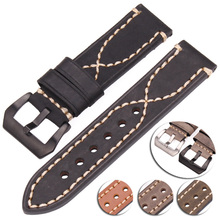 Cowhide Watchbands 22mm 24mm Genuine Leather  Watch Strap Band Accessories Bracelet Black Buckle For Panerai 2024 - buy cheap