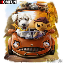 Homfun pintura completa quadrada/redonda de brocas 5d, faça você mesmo, "cachorro de desenho animado", bordado 3d, ponto cruz, decoração de casa, presente a12241 2024 - compre barato