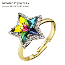 Neoglory Австрийские кристаллы и стразы, регулируемое кольцо на палец, Изысканный красочный дизайн со звездой для леди, распродажа, романтичный модный подарок 2024 - купить недорого