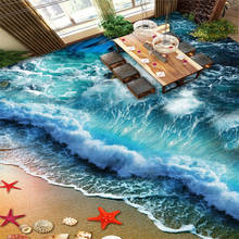 beibehang beach waves Custom 3D Floor Mural Wall paper for Living Room Bathroom Floor Murale PVC Self adhesive photo Wallpaper 2024 - buy cheap