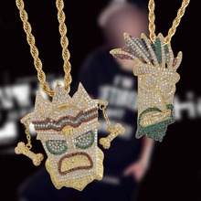 Gucy Hip Hop New UKA Mask Pendant Necklace Iced Out Micro Pave CZ Stones Hip Hop Pendants & Necklaces for Men Women 2024 - buy cheap