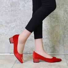 Женские туфли на высоком каблуке, женские туфли-лодочки, тонкие туфли с острым носком на низком каблуке 2024 - купить недорого