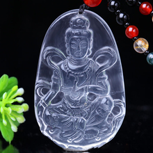 Wholesale White Natural Crystal Pendants Carving Guanyin Buddha Pendant Sweater Chain Blessing Lucky Pendant Crystal Jewelry 2024 - buy cheap