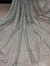 5 yards glued glitter lace fabric with different color pearls on sale JRB-32915 glitter mesh material for evening dress 2024 - buy cheap