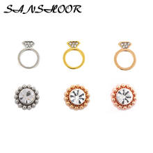 SANSHOOR Wedding Rings Keeper Pave Sunflower Slide Charms Fit PU Leather Wrap Bracelets Key Chains Collection For Women 6Pcs/lot 2024 - buy cheap