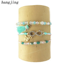 hanjing fashion brand tassel charm female trendy lovers  woman crystal stone bead woven rope designer jewelry bracelets leaves 2024 - buy cheap