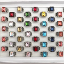 50pcs Mixed Color Rectangle Shape Crystal Rings For Men Mix Size Wholesale 2024 - buy cheap