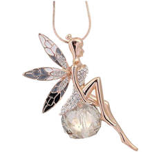2018 крутое милое ожерелье с крыльями ангела и кристаллами бабочки, длинная цепочка для свитера, ювелирные изделия #1129 2024 - купить недорого