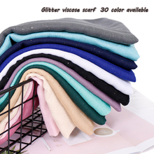 women glitter viscose hijab scarf Solid color shimmer muslim scarves wrap long muslim voile Islamic plain scarves/scarf 30 color 2024 - buy cheap