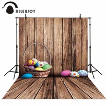 Allenjoy-Fondo de fotografía de madera de Pascua, telón de fondo para pared, suelo, cesta de huevos, escenario para foto de bebe, estudio, sesión de fotos 2024 - compra barato