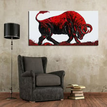 Абстрактная масляная живопись Bullfighting, ручная роспись, Картина на холсте с изображением животных, домашний декор, подарок на Рождество, большой размер, 100% 2024 - купить недорого