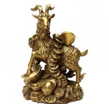 Chinês Bronze Cobre Auspicioso Feng shui Riqueza Yuanbao Dinheiro Ovelha Cabra Estátua 2024 - compre barato