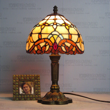 8inch Tiffany lighting Mediterranean Stained Glass Lampshade Tiffany Table Lamp Country Style Bedside Lamp E27 110-240V 2024 - buy cheap