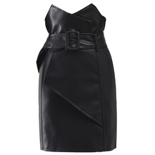 New 2022 PU Leather Women Skirts Pencil Patchwork High Waist Skirt Ladies Package Hip Mini Skirt 2024 - buy cheap