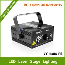 DHL envío gratis LED RG 3 lente 40 patrones mezcla láser proyector efecto de iluminación de escenario LED azul luces de escenario 2024 - compra barato