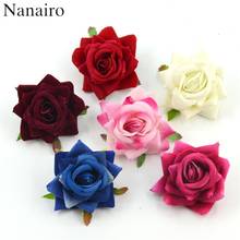 5pcs/lot 5.5cm Silk Blooming Roses Artificial Flower Heads For Wedding Decoration DIY Wreath Gift Scrapbooking Craft Flower 2024 - buy cheap