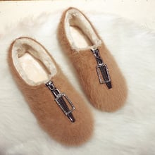 Winter Slippers Women Real Fur Hairy 2019 Casual Shoes Woman New Mane Comfortable Lazy Shoes Women Slippers On the Platform NO27 2024 - buy cheap