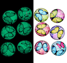 10/12/14/16/20mm cristal fluorescente/Diseño de mariposa colorido luminoso, hecho a mano, con funda de cúpula, joyería artesanal 2024 - compra barato
