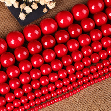 1 fio vermelho pedra natural imitação coral redonda solta grânulos 6mm 8mm 10mm 12mm 14mm 16mm espaçador para diy jóias que fazem materiais 2024 - compre barato