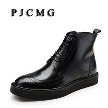 Pjm2-botas masculinas de couro legítimo, feitas à mão, de alta qualidade, estilo oxford para homens de negócios 2024 - compre barato