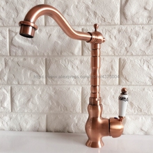 Antique Red Copper Faucet Retro Style Basin Faucet Rotating Single Handle Single Hole Hot And Cold Water Nnf406 2024 - buy cheap