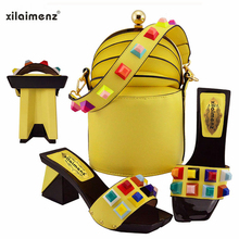 Zapatos amarillos de moda para mujer, zapatillas de estilo italiano, zapatos africanos y bolso, conjunto para fiesta y boda 2024 - compra barato