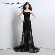 Forevergracedress Real Sample Black Evening Dress Elegant Mermaid Sleeveless Lace Up Back Long Formal Party Gown Plus Size 2024 - buy cheap