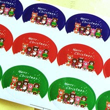 ¡12 unids/lote! Familia de osos de Navidad ovalados pegatinas de papel Etiqueta de sellado para hornear Juguetes diy para niños regalos de navidad pegatinas de nevera y pared artesanías de Navidad OEM 2024 - compra barato