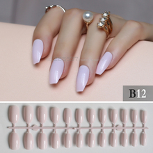 Light pink Full Nail Simple Artificial elegant Ballerina Fake nail 24pcs coffin nail tips Designs Pure colour False nails B12 2024 - buy cheap