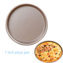 Assadeira anti-aderente de aço carbono 7 polegadas para assar pizza, assadeira, molde redondo para assar pão, acessórios de ferramentas de cozinha 2024 - compre barato