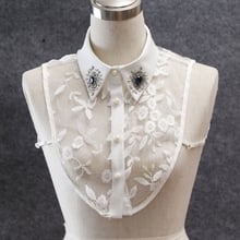 KLV Women Rhinestone Lace Embroidery Shirt False Collar Detachable Fake Necklace 2024 - buy cheap