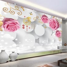 Papel tapiz personalizado 3d, rosa de agua verde, humo, mariposa, Fondo de TV, pared romántica, papel tapiz de peint, pintura decorativa 2024 - compra barato