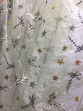 Ice 1y/lote tecido de algodão de alta qualidade com lantejoulas bordadas e estrelas para vestidos femininos acessórios faça você mesmo s0186 2024 - compre barato