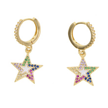 2019 New Fashion Brincos Oorbellen Bijoux Crystal colorful cz enamel Five-pointed Star Hanging Earrings Ladies Fashion Jewelry 2024 - buy cheap