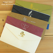 (7 pieces/lot) 11*22 cm Vintage Paper Envelopes Retro Bronzing Business Decorated Wedding Invitation Envelope 2024 - buy cheap