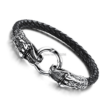 n905 Lenght 7.87'' Top Grade Leather Stainless Steel Crocodile Clasp Magnetic Buckle Mens Bracelet Jewelry 2024 - buy cheap