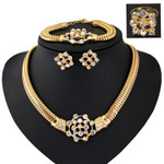 Conjunto de quatro peças com colar de flor, conjunto de joias finas da moda com 4 peças, brinco, pulseira, colar e anel 2024 - compre barato