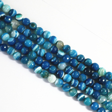 Fashion blue fringe agat natural stone carnelian onyx 6mm 8mm 10mm 12mm faceted round loose beads diy jewelry  15 inches A17 2024 - buy cheap