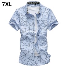 Мужская приталенная рубашка в полоску, повседневная брендовая рубашка с коротким рукавом, большие размеры 5XL 6XL 7XL, лето 2019 2024 - купить недорого
