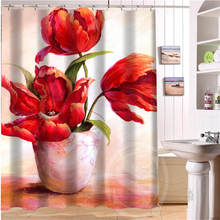 Cortina de ducha con flores, tela impermeable de poliéster para decoración del baño 2024 - compra barato