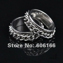 Серебряная прядильная цепь, кольцо из нержавеющей стали для мужчин, модные украшения, 50 шт./лот 2024 - купить недорого