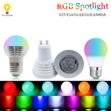 E27 E14 LED 16 изменение цвета RGB волшебная лампа 85-265 в 110 в 120 в 220 В RGB Светодиодная лампа прожектор + ИК-пульт дистанционного управления 2024 - купить недорого